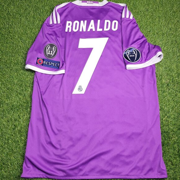 Cristiano Ronaldo Real Madrid 2016 2017 UEFA FINAL Away Soccer Jersey Shirt L - Picture 1 of 9